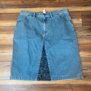 J. Jill  Denim Blue Skirt with Patterned Insert